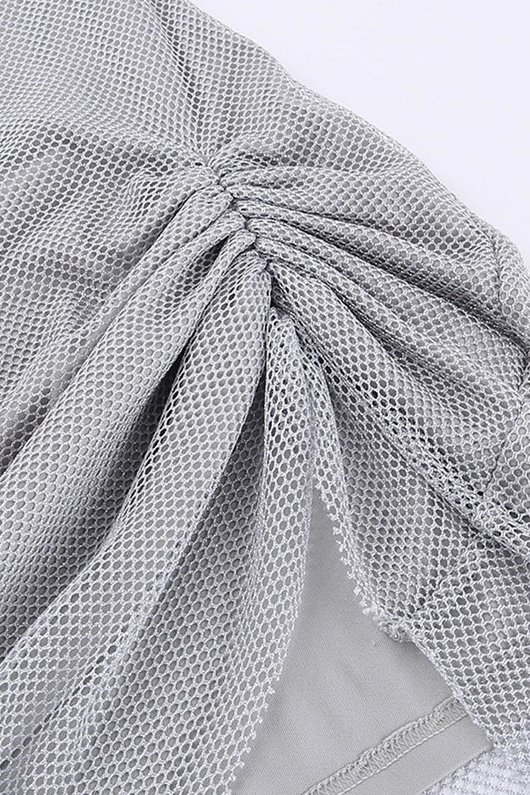 Mini-robes de soirée froncées à manches longues et poignets en plumes