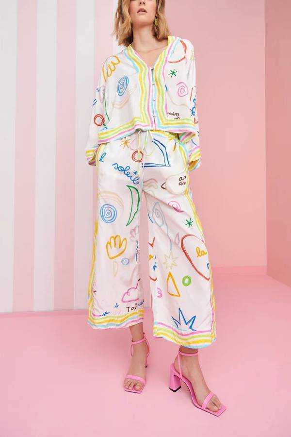 Modisches zweiteiliges Set mit Nebel-Print