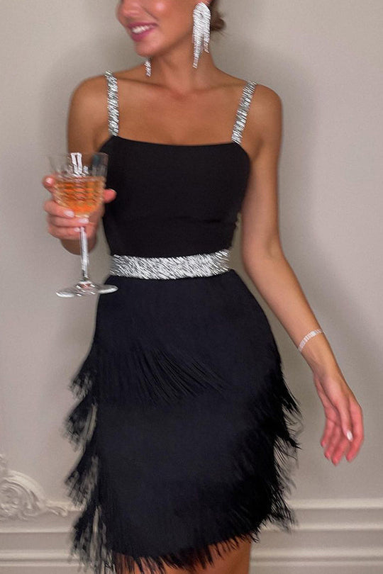 1920er Gatsby Fransen Vintage Party Minikleid