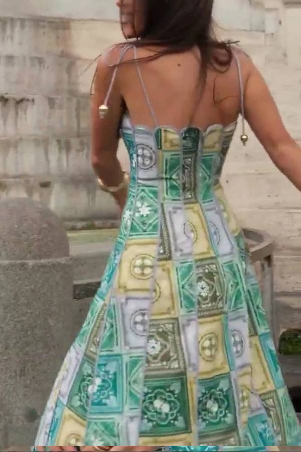 Unique Printing Stitching Dress