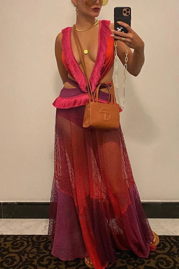 Maillot de bain une pièce sexy à bretelles et décolleté en V profond