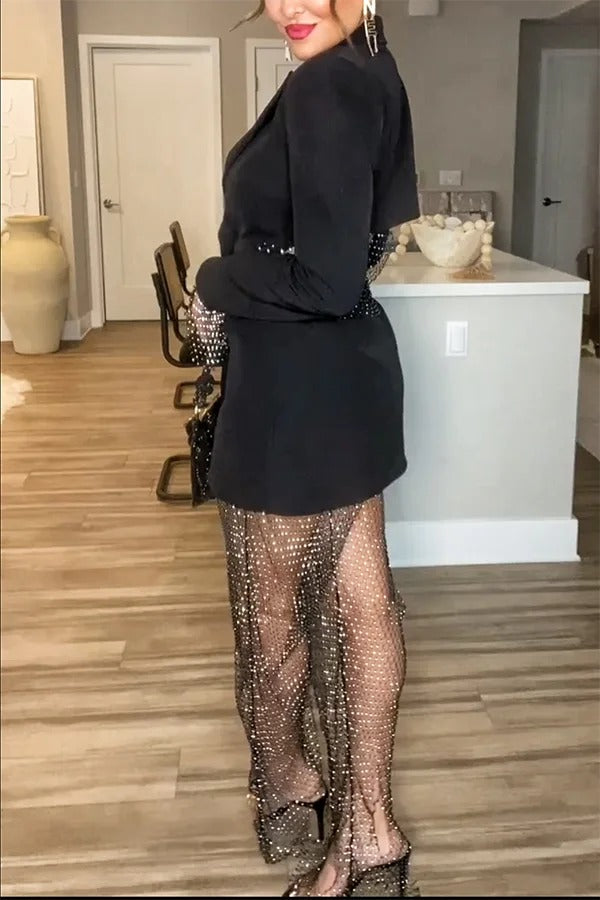 Die besten Lagen-Artikel: Hose mit weitem Bein und elastischem Bund aus Rautennetz