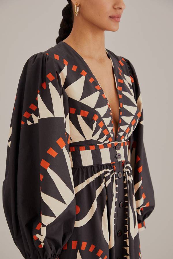 Schwarzes Coconut Grove Maxikleid mit Puffärmeln