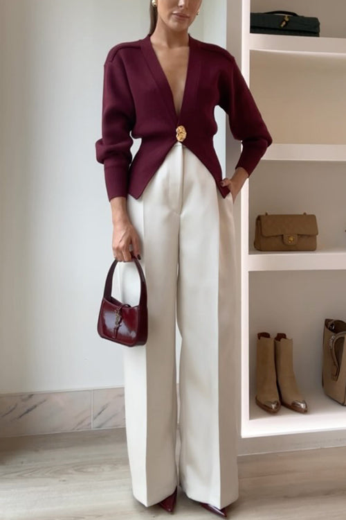 Schicke Strickjacke mit V-Ausschnitt und Knopfleiste