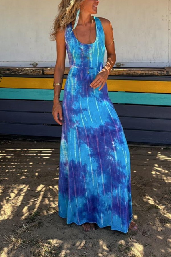 Stretch-Maxikleid mit überkreuztem Rücken