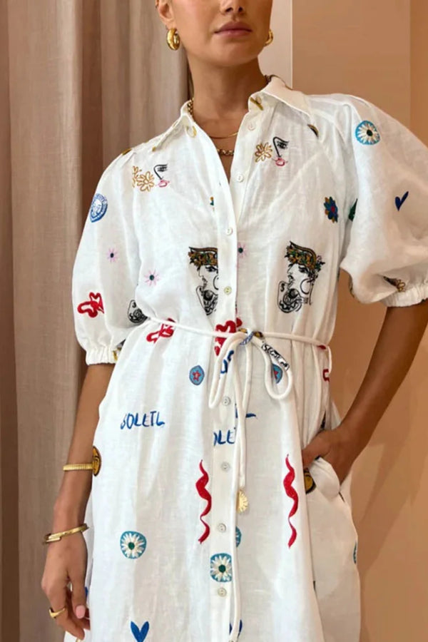 Personalisiertes Hemd mit Graffiti-Laternenärmeln und Cardigan-Print