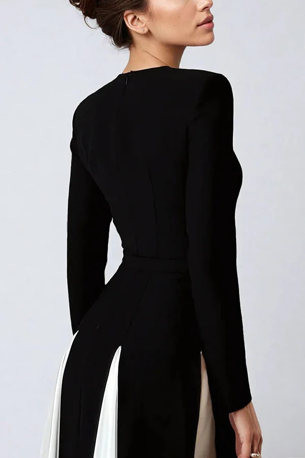 Glamouröses und elegantes Maxikleid mit langen Ärmeln und Tüllbahnen in A-Linie