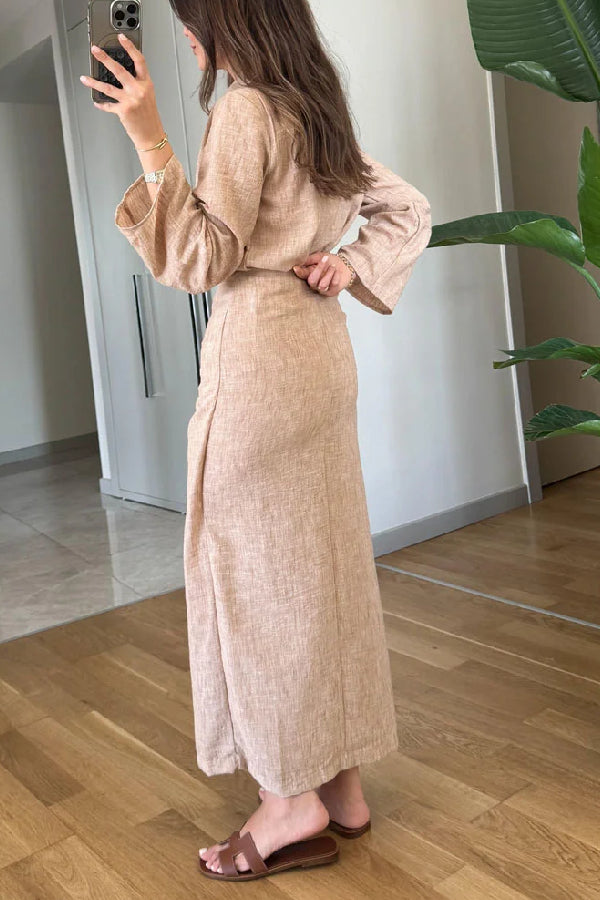 Lässiges Revershemd und zweiteiliges Überrock-Set mit Schnürung