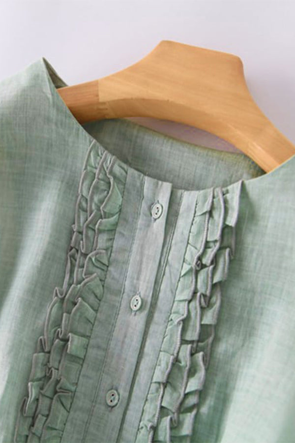 Rüschenkleid aus Baumwollleinen