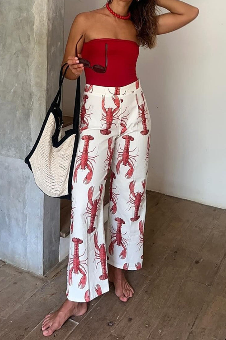 Chemise ample à manches bouffantes et imprimé homard Fun Vacation