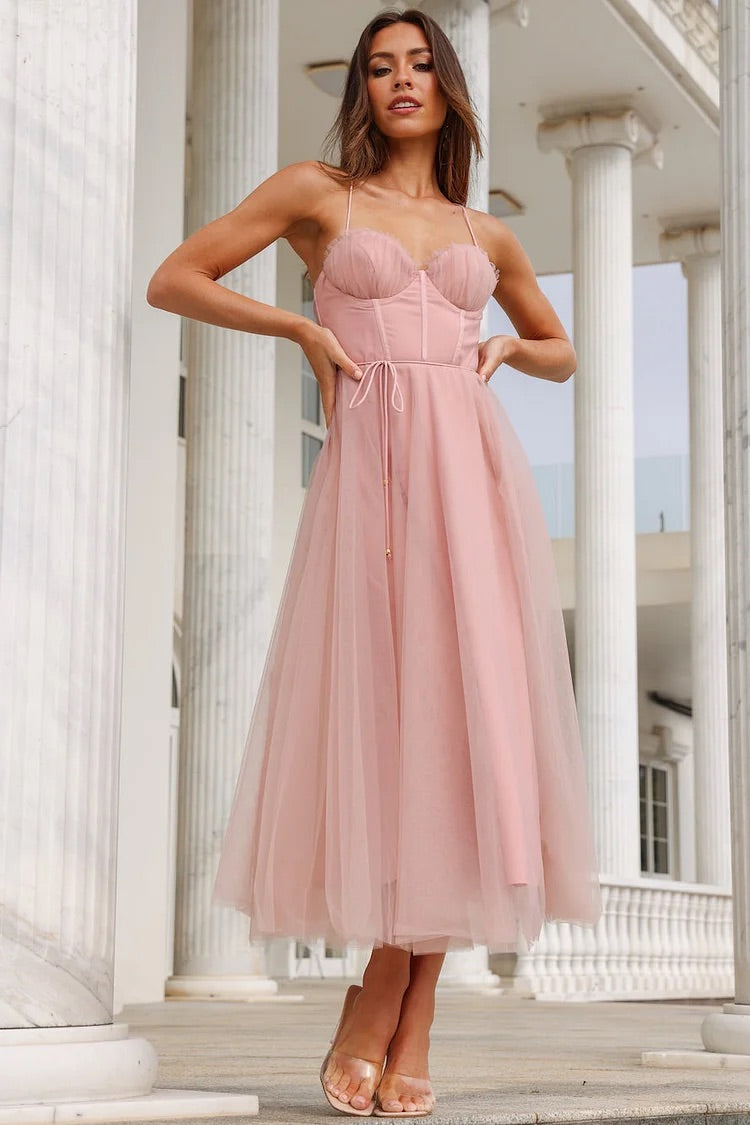 Cherley Tüll Korsett rückenfreie Ball Midi Kleider