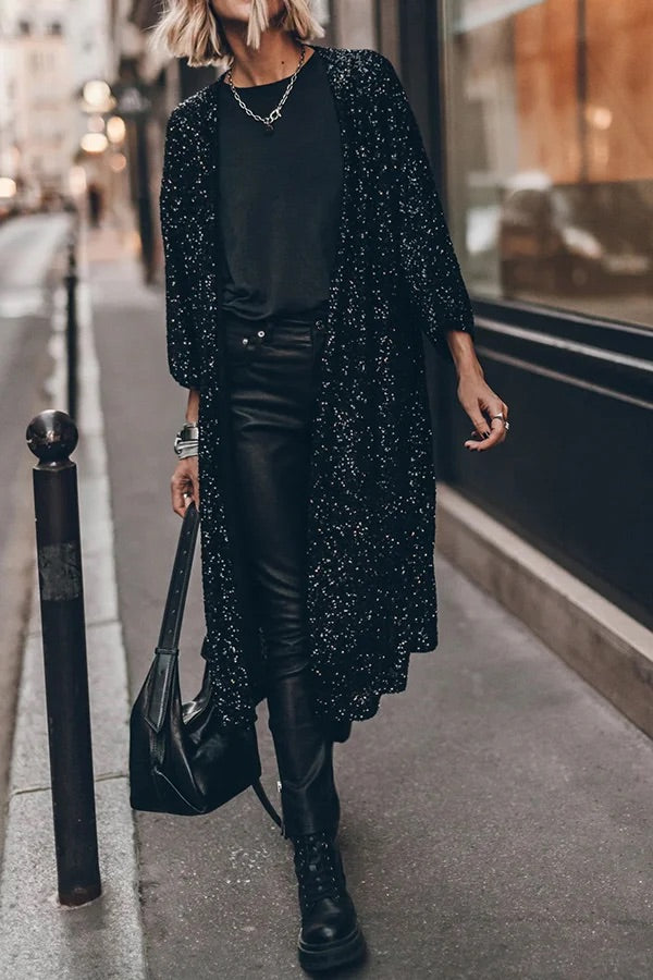 Kimono à manches cloches et sequins Disco Glamour