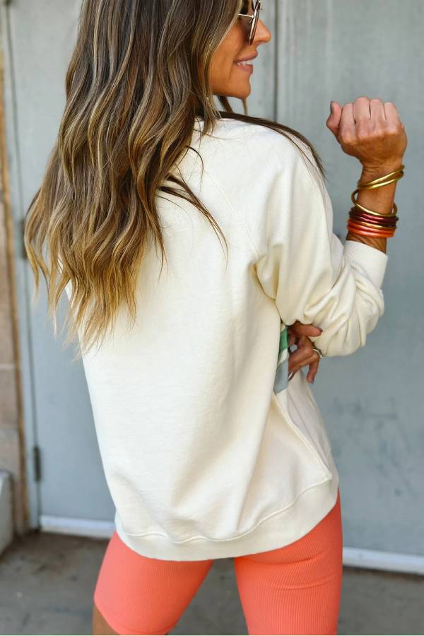 Aprikosen-Regenbogen-Farbblock Pullover