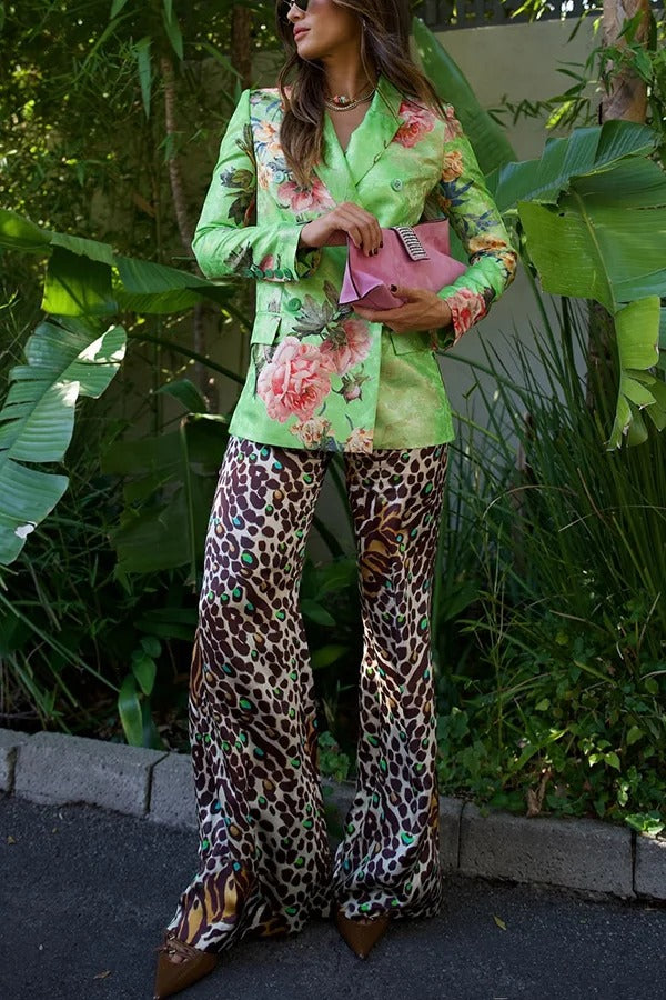 Wild and Free – Weite Hose mit Leopardenmuster und elastischer Taille und Tasche