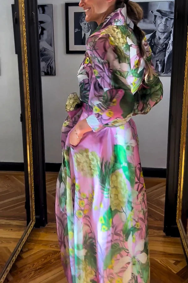 Seeds of Happiness – Tüllbluse mit Blumenmuster, Ballonärmeln und Gürtel