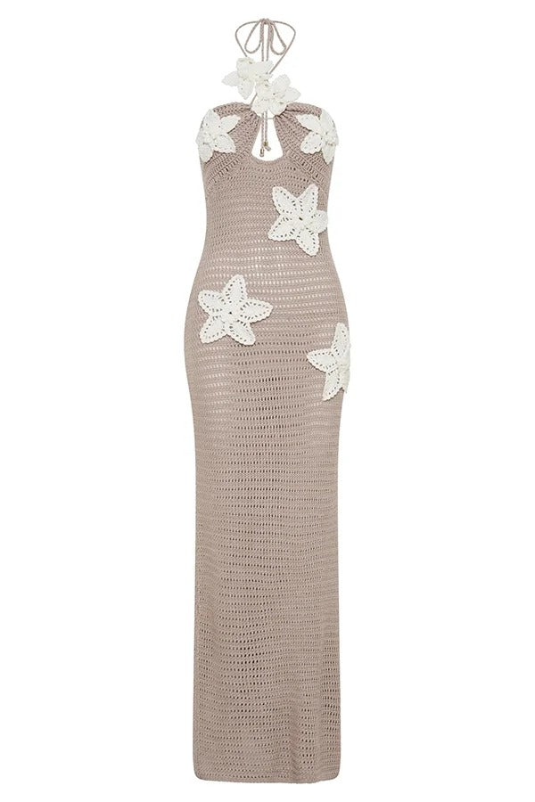 Call It Chic – Maxikleid mit Häkel- und Häkel-Neckholder und Fischschwanzsaum