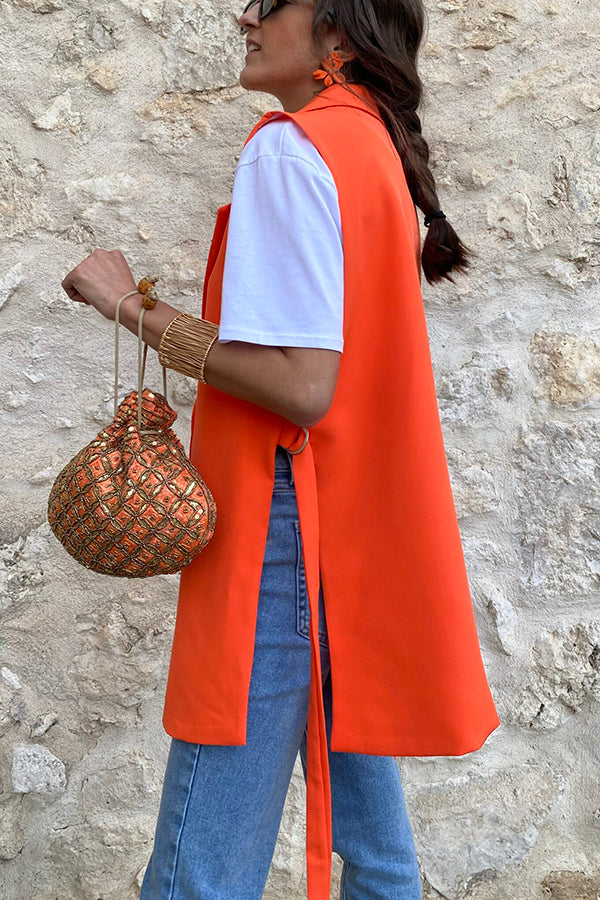 Confessions de mode : gilet blazer décontracté à revers et bretelles latérales