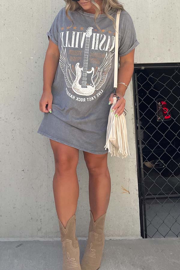 Nashville Mineral Washed T-Shirt-Kleid mit Grafik