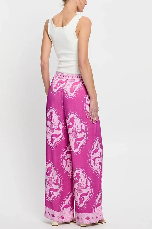 Ensemble chemise surdimensionnée à manches longues et pantalon à taille élastique à imprimé unique Elliot