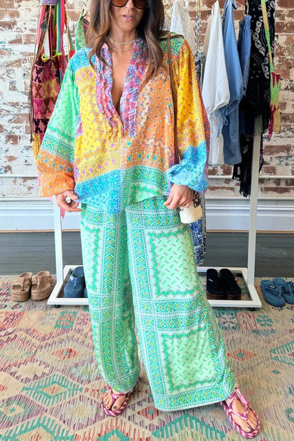 Splendor By The Sea – Hose mit weitem Bein und elastischer Taille und Taschen – Einzigartiger Aufdruck