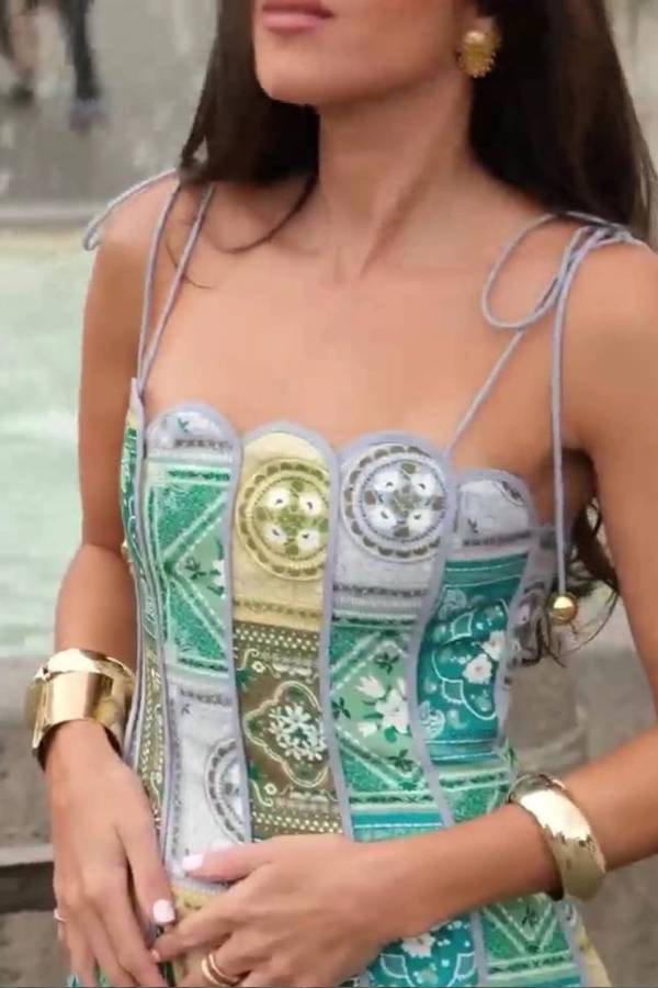 Unique Printing Stitching Dress