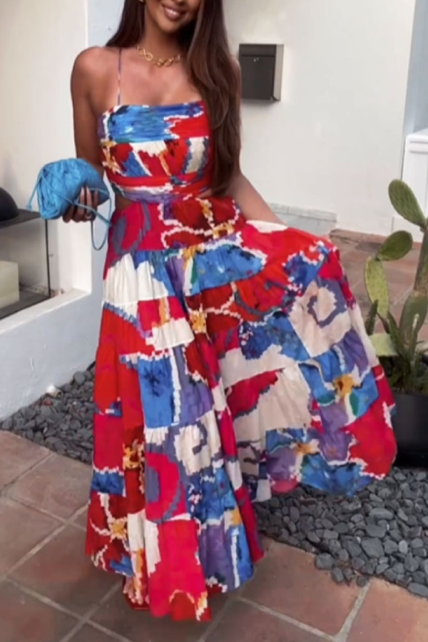 Elegantes Sling-Kleid mit Urlaubsprint