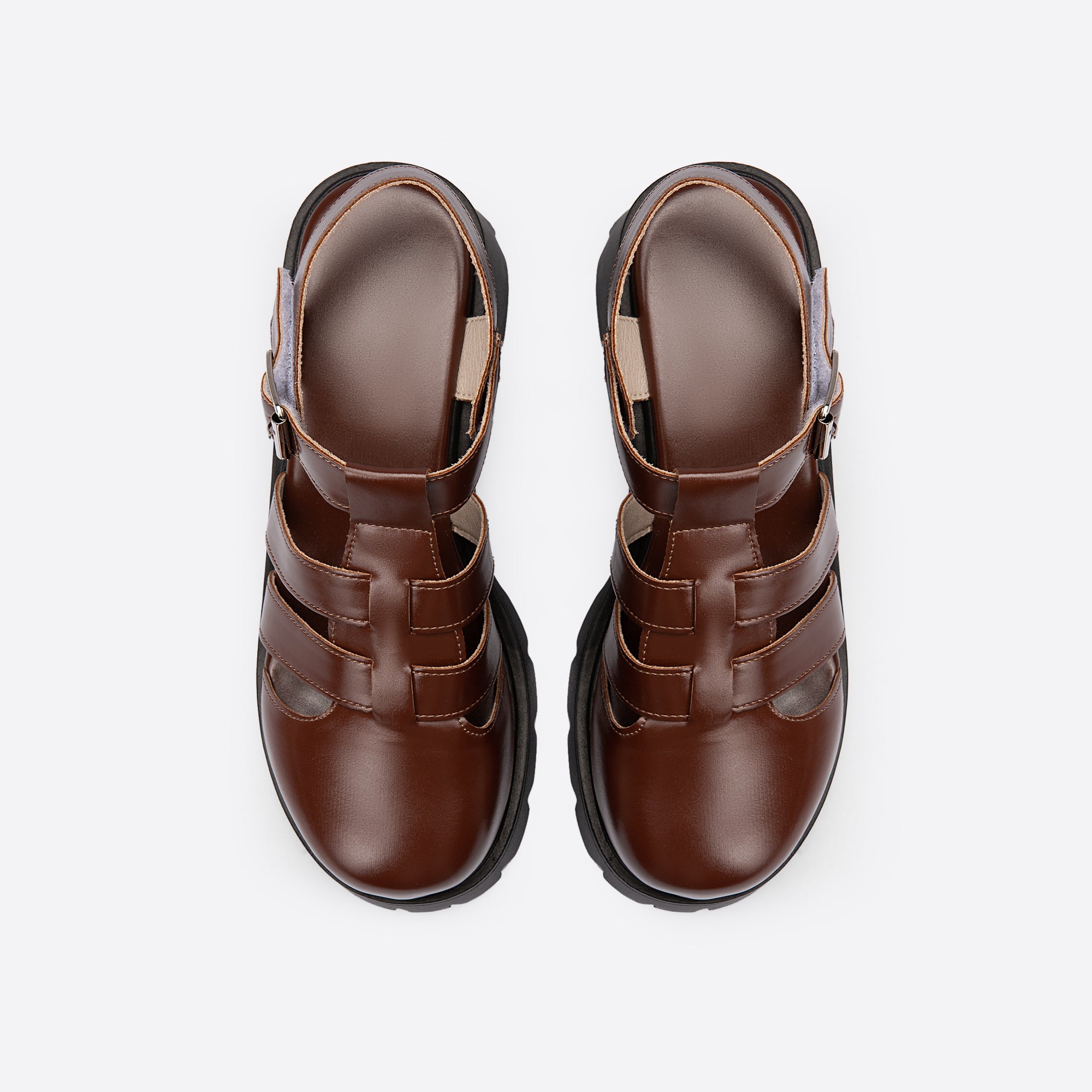 Fischer-Plateausandalen aus Leder