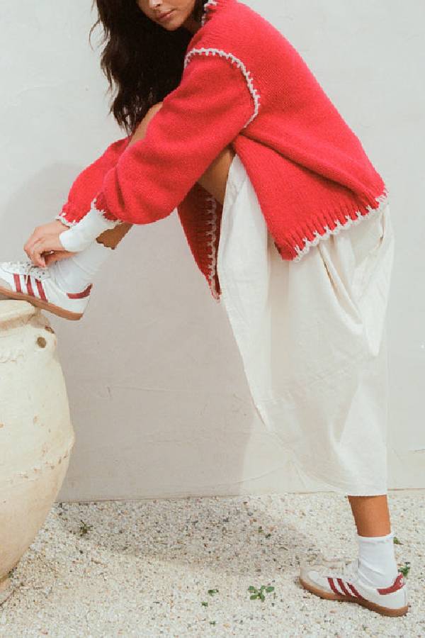Strickjacke mit Kontrastmuster