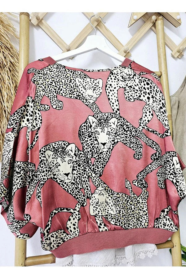 Abbie – Satin-Maxirock mit Tiger-Print und hohem Bund und elastischer Taille