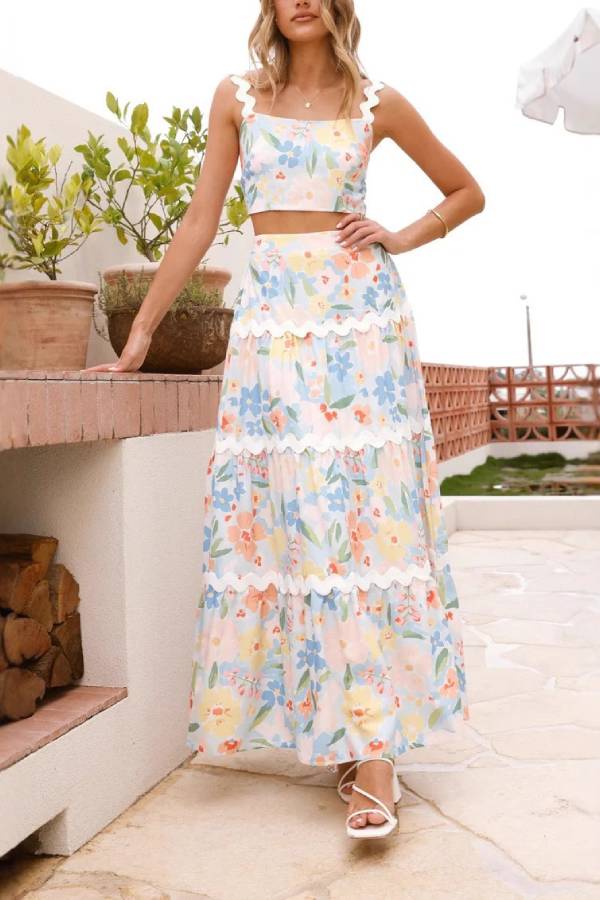 Modisches Temperament Spitzen-Hosenträger + Rock Zweiteiliges Set