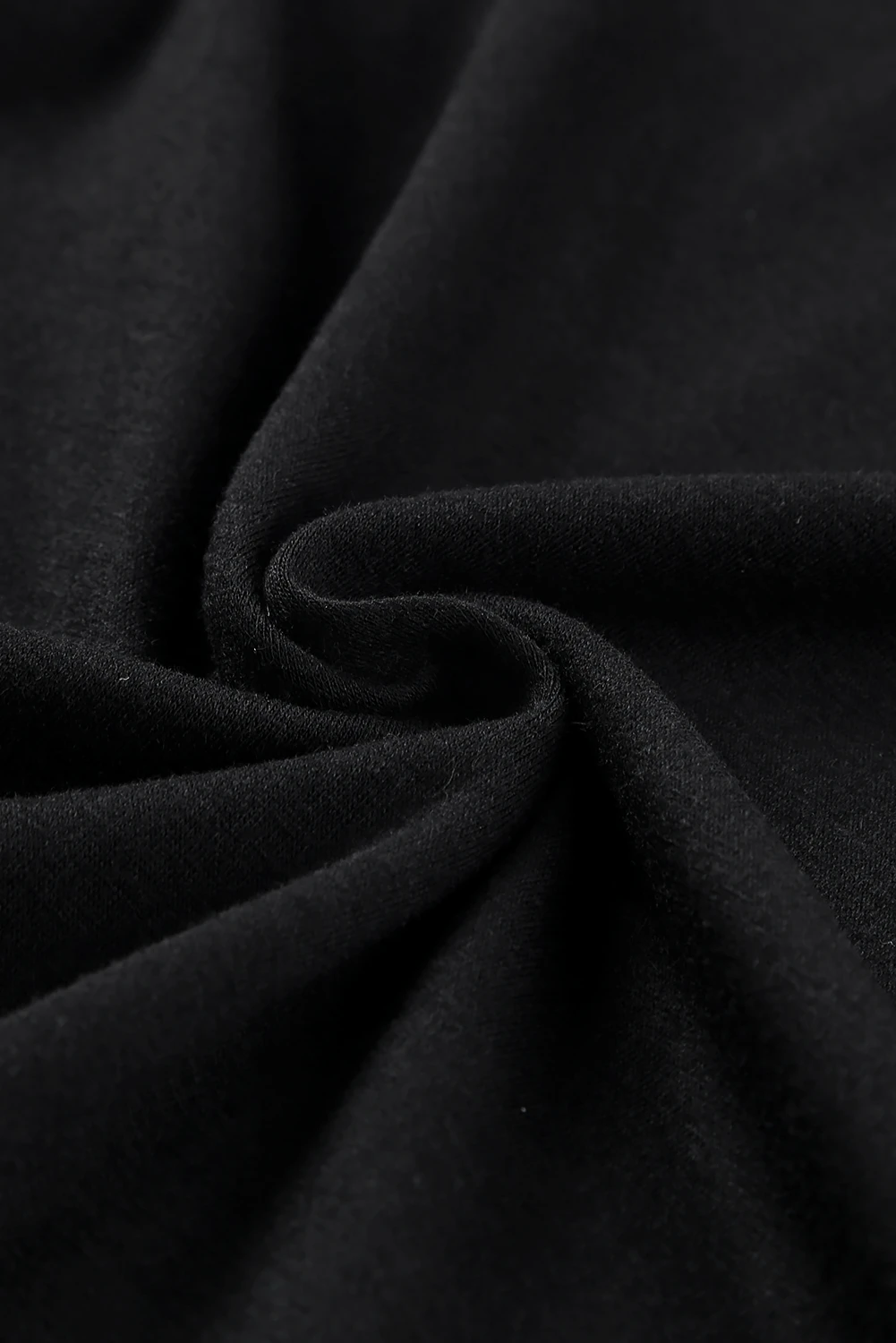 Schwarzes, schlichtes, gestuftes, lässiges T-Shirt mit Rundhalsausschnitt und Rüschen
