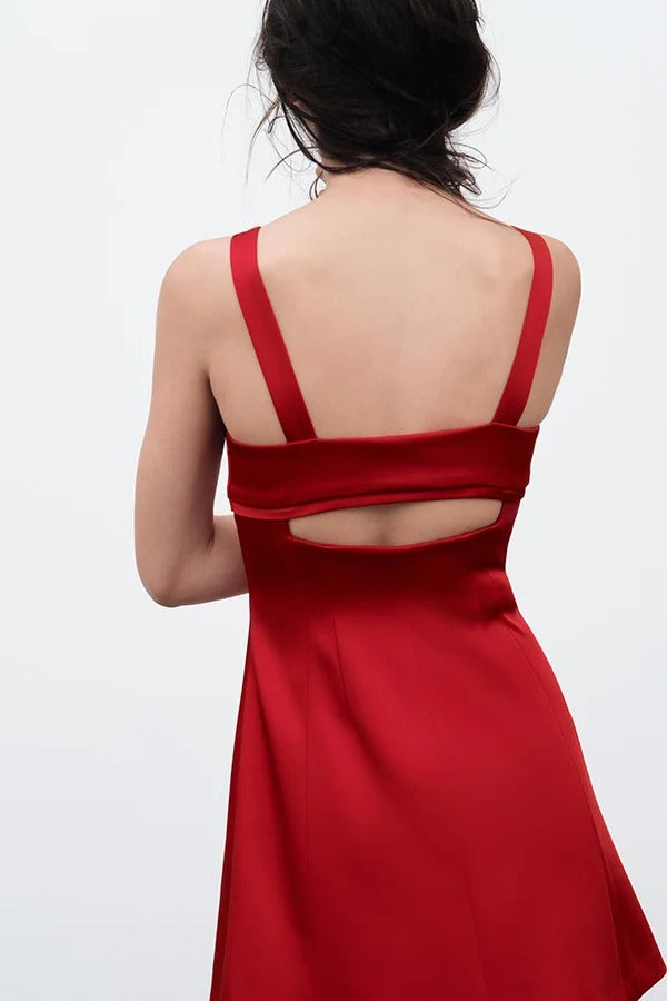 Robe mini moulante sexy à bretelles et dos nu