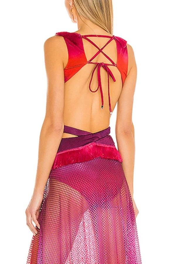 Maillot de bain une pièce sexy à bretelles et décolleté en V profond