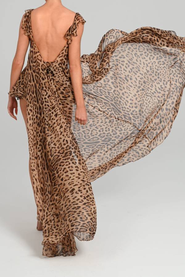 Ensemble haut midi fendu à nouer et short taille élastique léopard Immerse Vacation