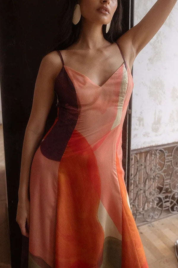 Bedrucktes Maxi-Slip-Kleid