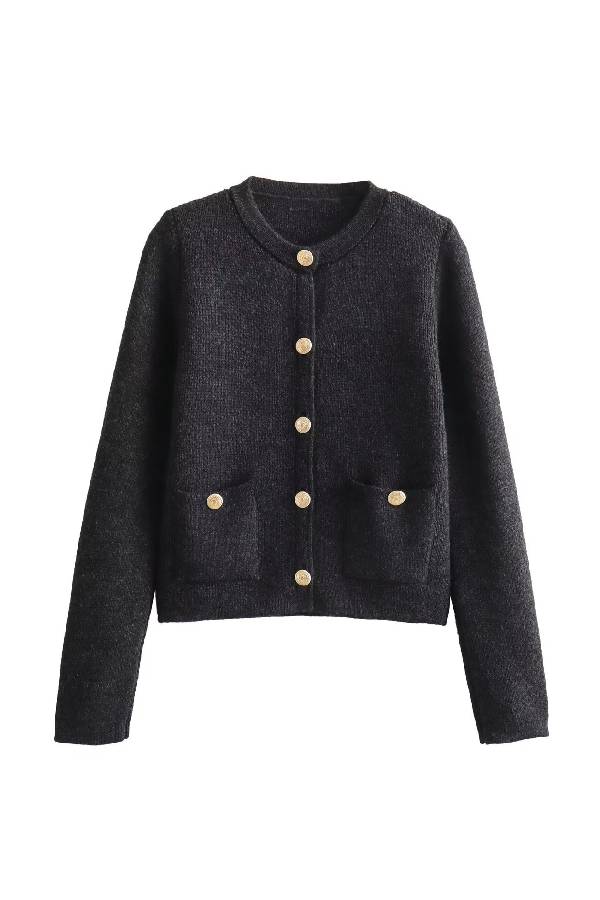 STRICKCARDIGAN MIT GOLDENEN KNÖPFEN