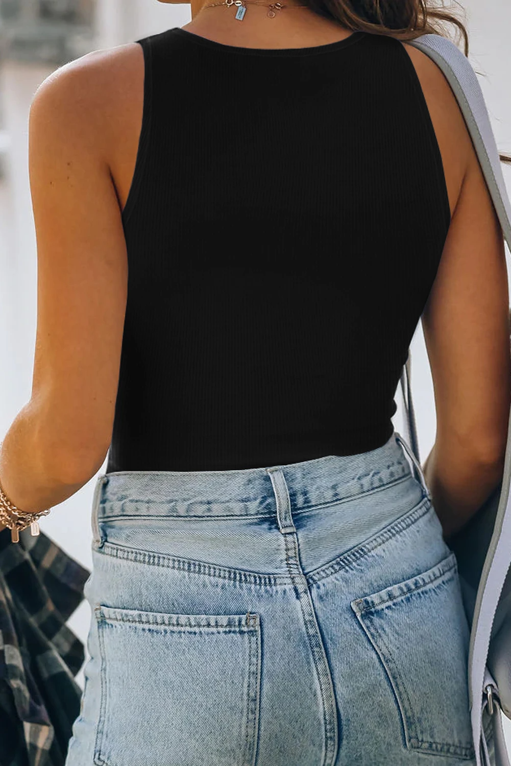 Geripptes Basic-Kurz-Tanktop