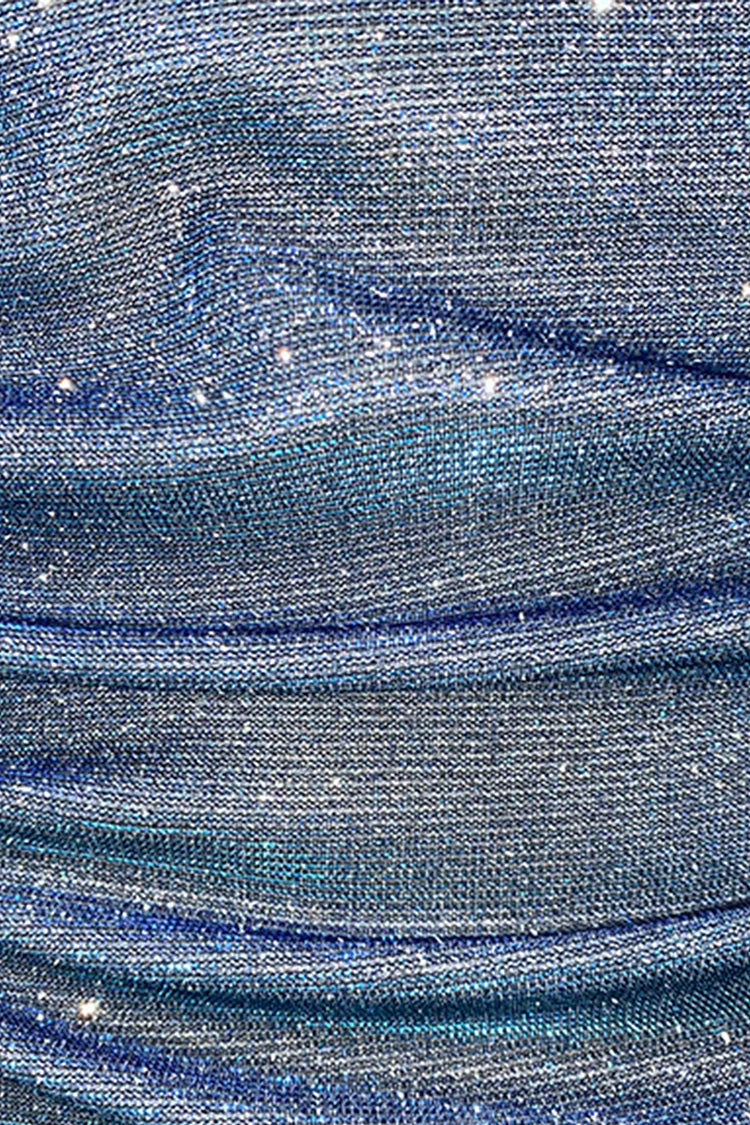 Strass Cami Boot-Ausschnitt Geraffte Pailletten Geburtstagsparty Bodycon Minikleider