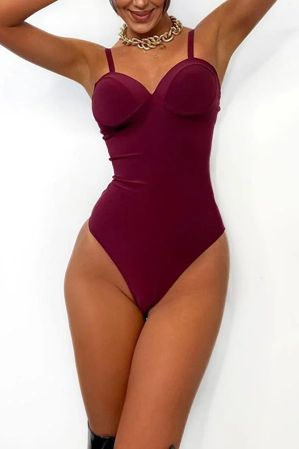 Body Feeling in Love Abnehmbare Träger Herzausschnitt Stretch Bodysuit / Strampler