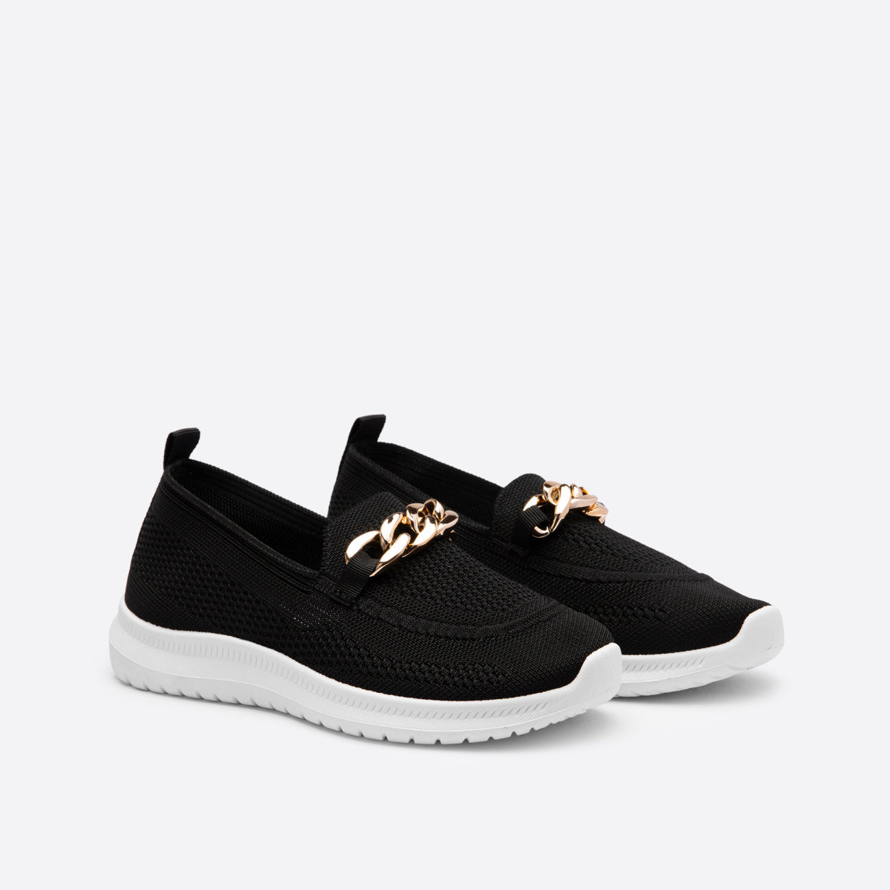 Bequeme flache Loafer aus Mesh mit Kettendekor
