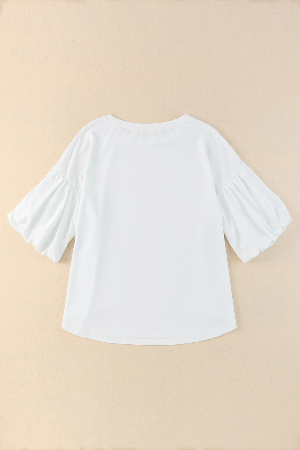 Weiße, einfarbige, lässige Bluse mit Puffärmeln