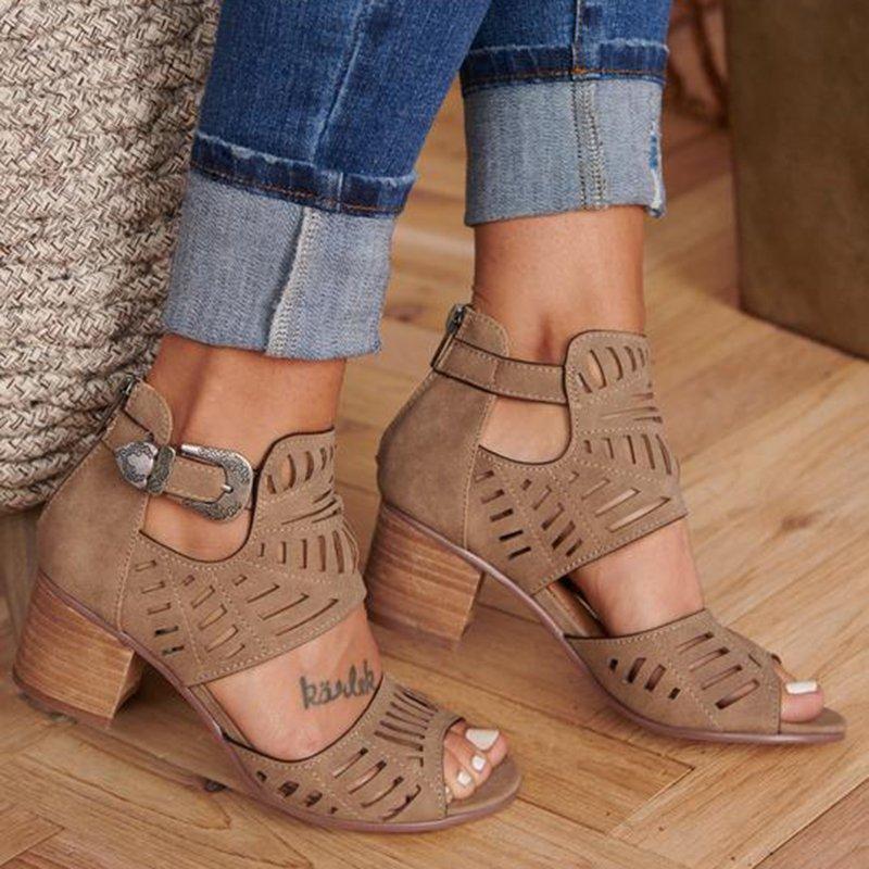 Blockabsatz Lässige & Vintage Sandalen Stiefel