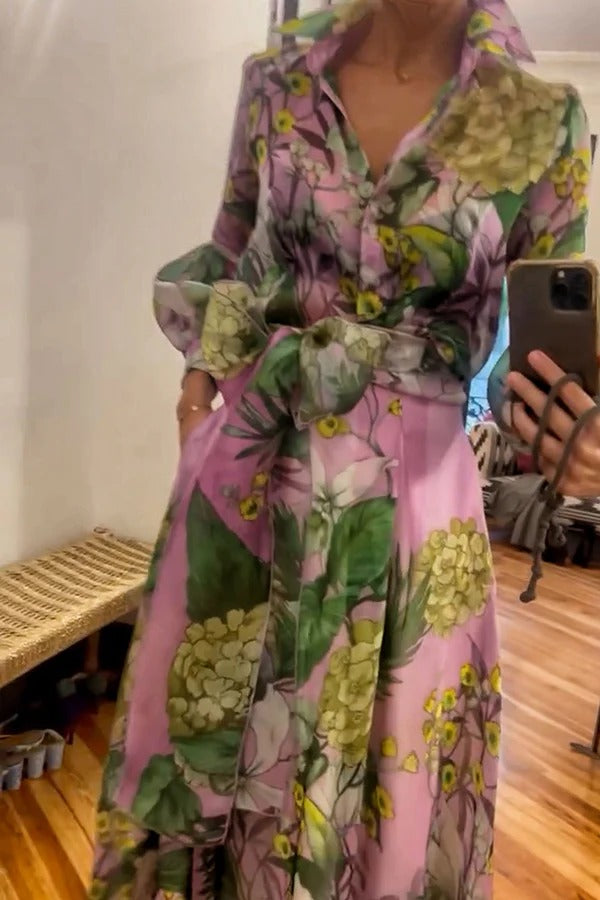 Seeds of Happiness – Tüllbluse mit Blumenmuster, Ballonärmeln und Gürtel