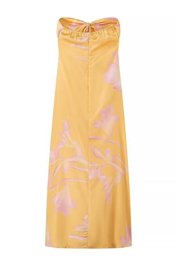 Temperamentvolles, strukturiertes Tube-Top-Kleid aus Satin mit Print