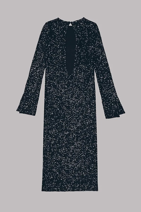 Ignite Sparkly Nights – Lockeres Midikleid mit Pailletten und extra langen Ärmeln und offenem Rücken