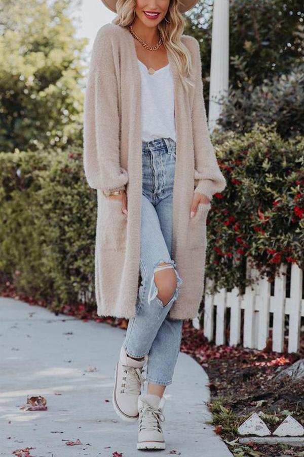 Herrliche, flauschige Strickjacke mit Taschen