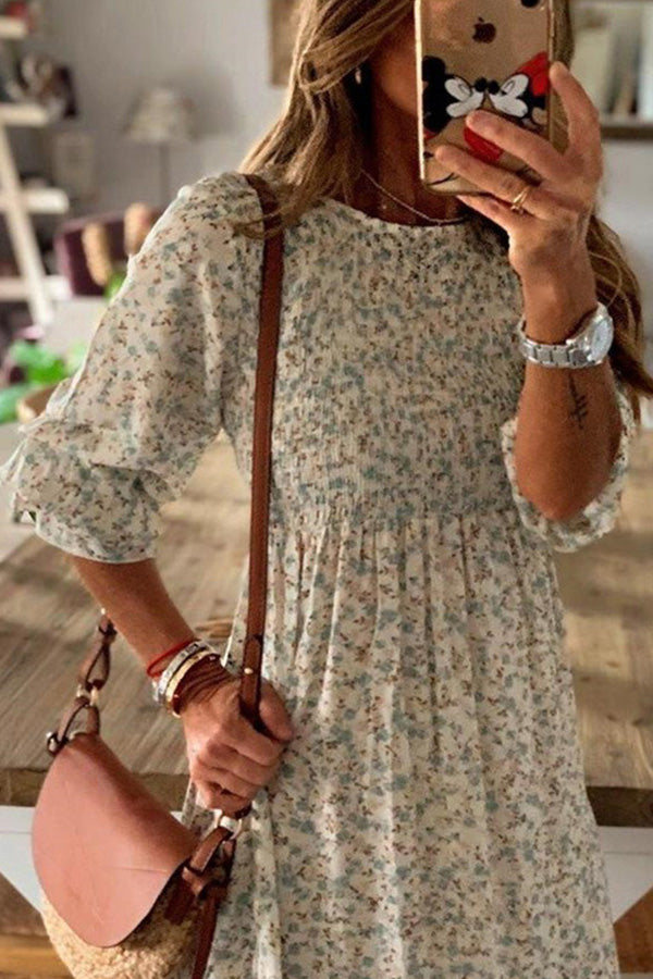 Robe taille haute à manches mi-longues et bulles