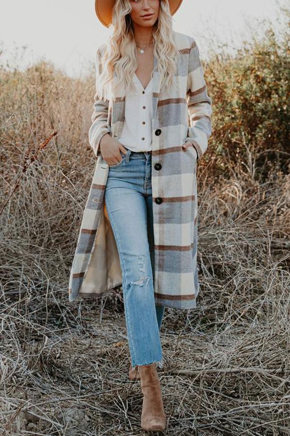 Karierter Mantel mit Taschen