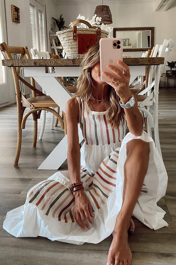 Comfort for Summer – Entspanntes Tank-Midikleid aus Leinenmischung mit Streifen
