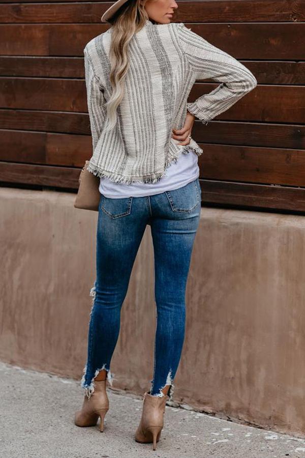 Jacke aus ausgefranstem Baumwoll-Tweed